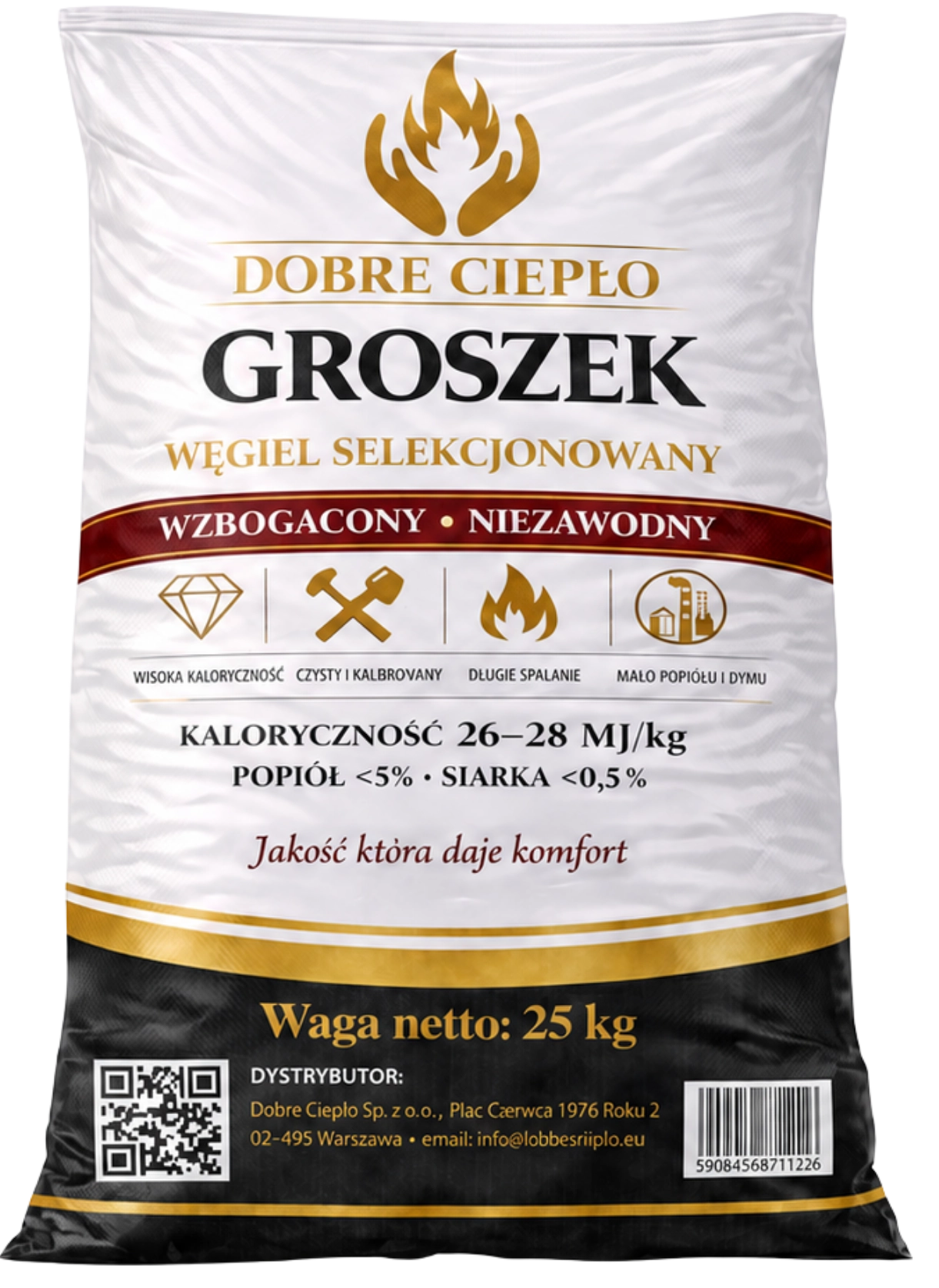 Worek węgla Dobre Ciepło Groszek — węgiel selekcjonowany